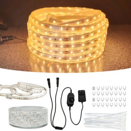 RYGDENG 2Pack 50ft LED Rope Lights Outdoor Waterproof, 12V Dimmable Strip Light, Flexible LED Rope Lighting 3000K for Bedroom, Living Room, Backyard, Indoor Outdoor Decor