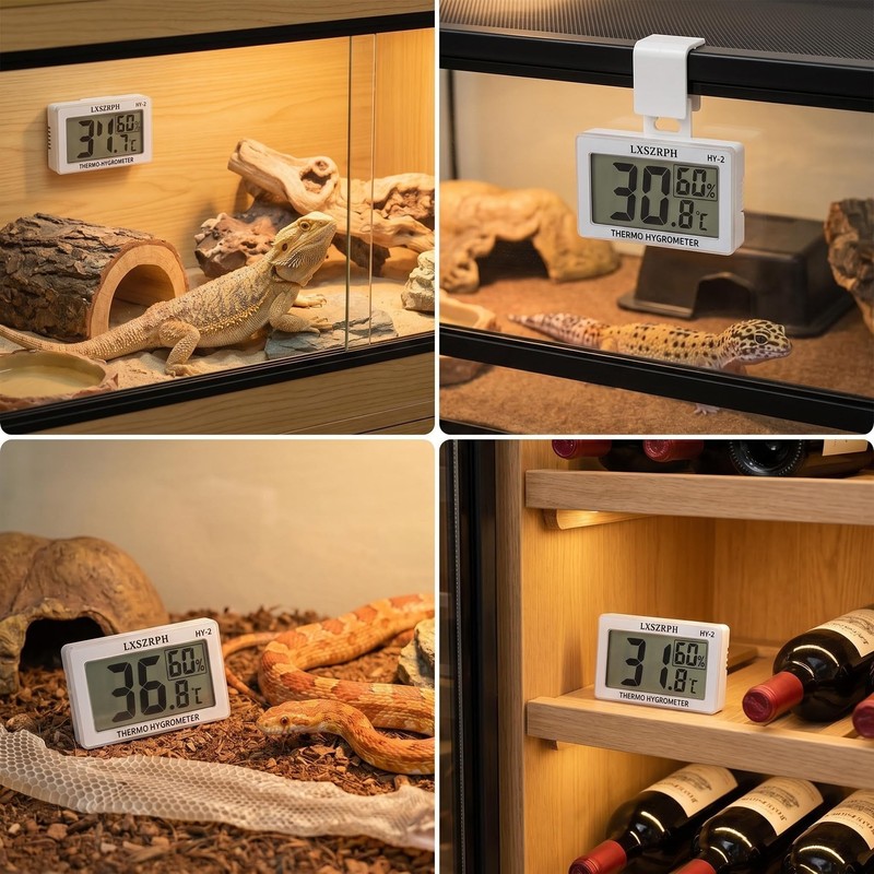 LXSZRPH Reptile Hygrometer and Thermometer High LCD Display Temperature Humidity