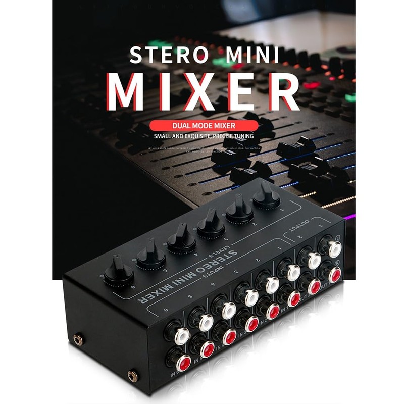 Daiilg 4 Channels Passive Stereo Mixer Mini Audio Mixer Portable