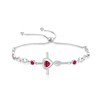FANCIME Gift for Women Ruby Cross Bracelet 925 Sterling Silver