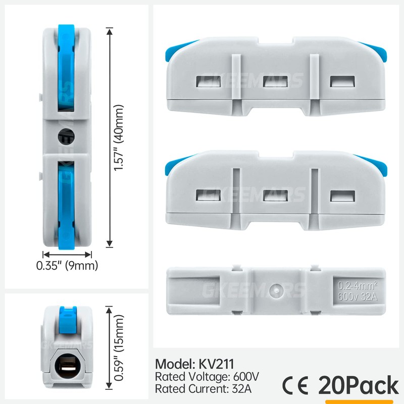 GKEEMARS 20 Pcs Wire Connector, 1 Conductor Compact Wire Splicing