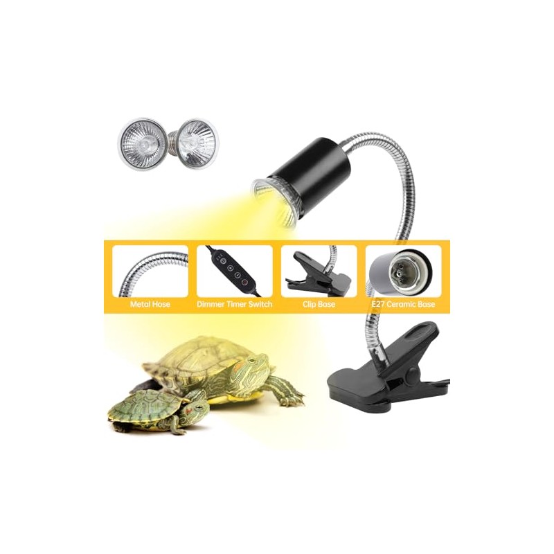Turtle Basking Light (Cycle Timer), Tortoise Lamp UVA UVB Heat