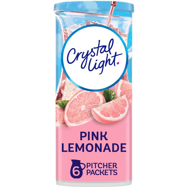 Crystal Light Pink Lemonade Drink Mix (24 Pitcher Packets, 4 Canisters of 6)