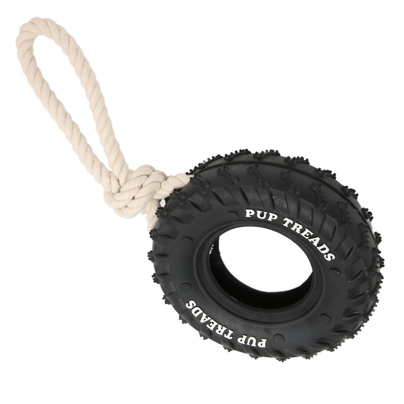 Dog Tire Chewing Toy Bite Resistant Treat Dispensing Rubber Aggressive