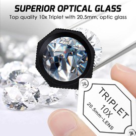 10x Triplet Jewelers loupe Pocket Loupe Magnifier with 20.5mm Triplet Lens Metal Foldable Jewelry Eye Loupe Magnifying Glass for Jewellers, Stamps, Philatelist, Coin Numismatic