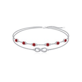 Dorunmo Infinity Anklet Ruby Anklet 925 Sterling Silver July Birthstone Jewelry for Bride Mom Women Wife