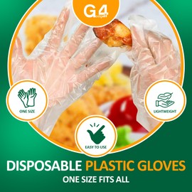 G4GADGET 100pcs Useful Kitchen Disposable Polythene Clear Food Cleaning Catering Gloves