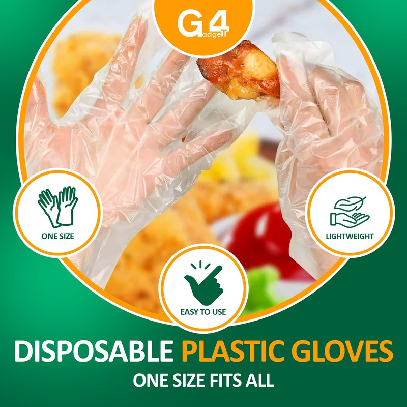 G4GADGET 100pcs Useful Kitchen Disposable Polythene Clear Food Cleaning Catering