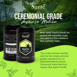 Santé Matcha + Agave – Ceremonial Grade Japanese Matcha with Organic Agave – First Harvest from Aichi Prefecture – 1LB for Lattes, Iced or Hot