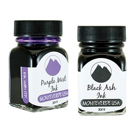 Monteverde 60ml Core Fountain Pen Ink Bottle (30ml Purple Mist Ink Bottle G309PM, 30ml Black Ash Ink Bottle G309BA)