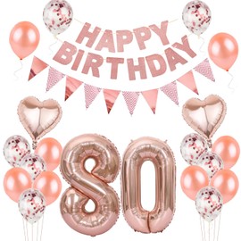 Balloons 80th Birthday Women Decoration Rose Gold, Birthday Decoration 80 Years Women, Balloons 80th Birthday Decoration, Decoration 80th Birthday Women Decoration Rose Gold, Birthday Banner 80th