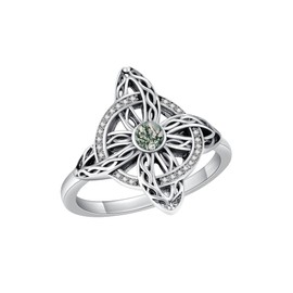 YAFEINI Witches Knot Ring 925 Sterling Silver Moss Agate Witches Knot Mother's Day Jewelry for Women Mom