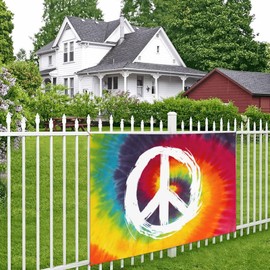 Tie Dye Peace Flag 4x6 ft Garden Banner with 4 Holes Indoor Outdoor Perfect Decoration