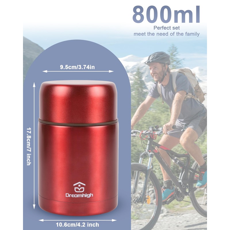 Dreamhigh® Thermal Food Container, 800 ml, Stainless Steel Food Warming