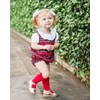 Jefferies Socks Little Girls Ruffle Knee High Socks, Red, Small