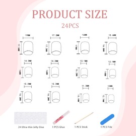 Irikdescia Pack of 24 French Press On Nails Short with Butterfly Black False Nails for Gluing, Vine Pattern Square Shiny False Nails