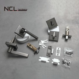 NCL 3 Pack Elegant Entry Door Lever with Single Cylinder Deadbolt, Keyed Alike Heavy Duty Combination Set, Satin Gunmetal Exterior Door Lock Set for Front Door