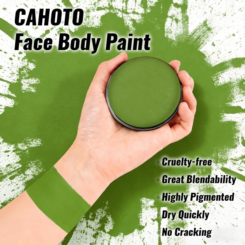 CAHOTO Light Green Face Body Paint, Water-Based Foundation Makeup