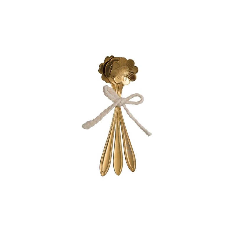 Creative Co-Op Flower Shaped Stainless Steel Condiments Spoons with Gold-Tone