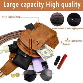 Farcauo Crossbody Bags for Women & Men - Brown Cross Body Purses with Adjustable Strap - Trendy Over The Shoulder & Sling Bag for Travel