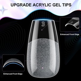 CyyaPeaap Short Coffin Nail Tips, 240Pcs Half Matte Gel Fake Nails, No File Half Matte Full Cover Clear Press on Nails for Nail Extension, Manicure, Home DIY, Salon, 12 Sizes, Acrylic Pre-Shaped Nails