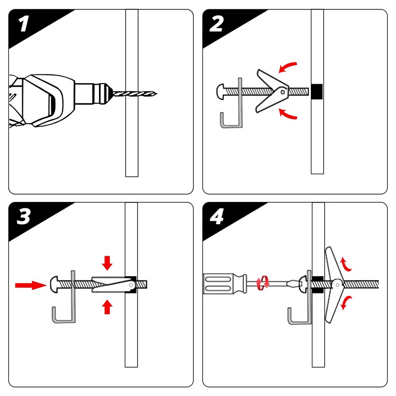 HASWARE Toggle Bolt Zinc Plated Steel and Wing Nut for