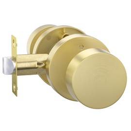 goldenwarm 1 Pack Brushed Gold Interior Door Knob, Zinc-Alloy Brushed Brass Privacy Door Knob, Brushed Gold Privacy Door Knob Interior for Bedroom, Bathroom