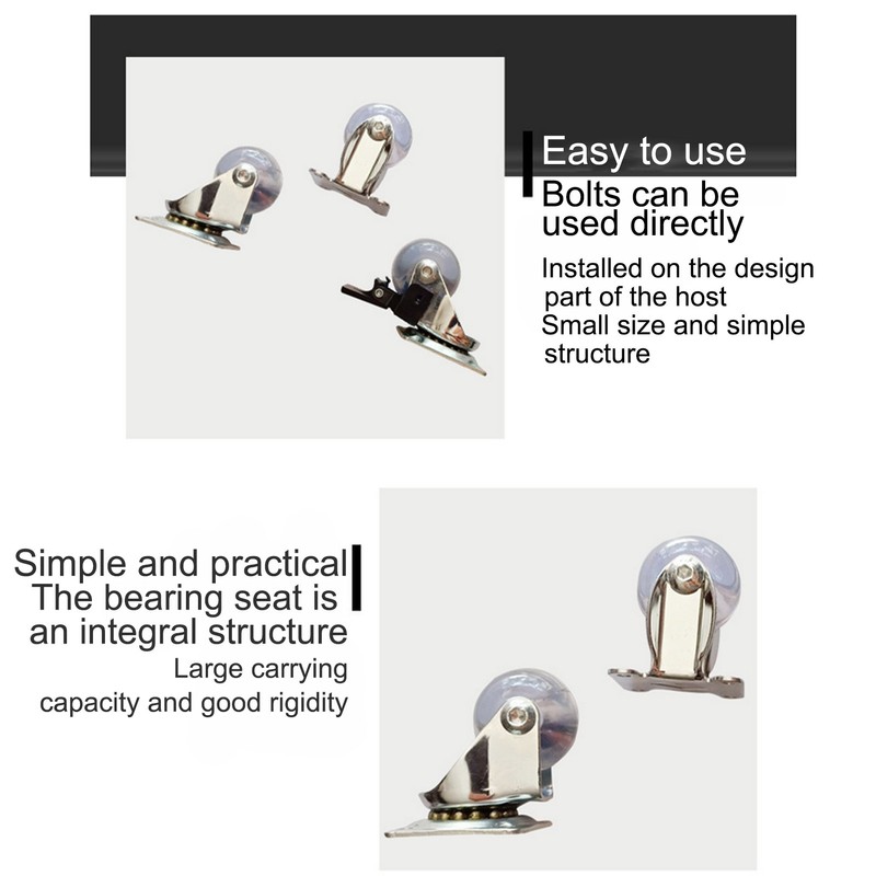 4 Pcs Swivel Caster Heavy Duty Stainless Steel Transparent PU