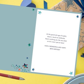 Words 'n' Wishes 80th Birthday Card for Him, Patterned & Foiled Large Number With Presents, Multicoloured, 22 x 15.8 cms