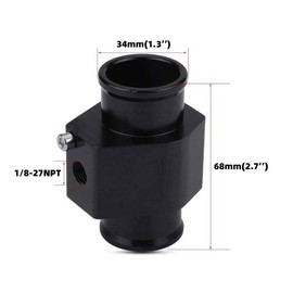 Universal Water Temp Joint Pipe Water Temp Temperature Joint Pipe Sensor Gauge Radiator Hose Adapter, (Black, 34mm)