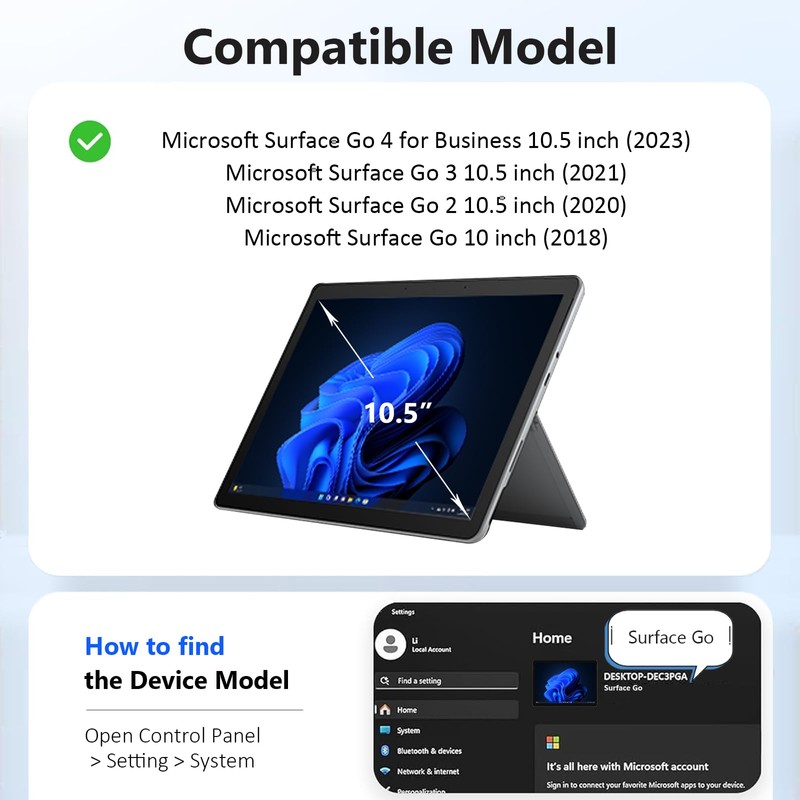 ZenRich Surface Go Gen 4/3/2/1 Case, Heavy Duty Shockproof Pen