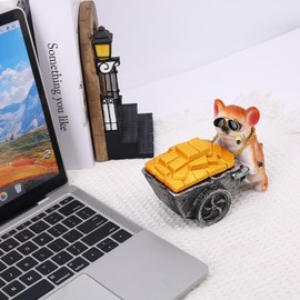 Bulldog Ashtray,Cute Funny dog Shape Ash Tray,Hidden Ashtray Indoor, Resin Desktop Ash Holder for Patio Home Office (Yellow)