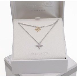 Tipperary Crystal Necklace, Silver Double Floating Pave Star Necklace for Women & Girls – Luxury Irish Jewellery