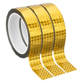 PATIKIL Metalized Polyester Film Tape 1 Inch x 55 Yards, 3 Pcs Metallic Decor Tape Laser Gold Adhesive Mirror Tape for Detailing Accent Wall Graphic Arts Boat Trim Walls