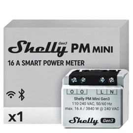 Shelly PM Mini Gen 3 | WiFi & Bluetooth Smart Power Meter 1 Channel 16 A | Home Automation | Compatible with Alexa and Google Home | iOS Android App | No Hub Required