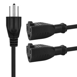 ClearMax Y Splitter Power Cable Extension Cord 3 Prong, Power Cord Splitter 16 AWG, Cable Strip Outlet Extender Saver UL Approved, 1 Foot, 5 Pack Black