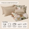 Dintszyayue Khaki Comforter Set Cal King Size 7 Pieces Floral