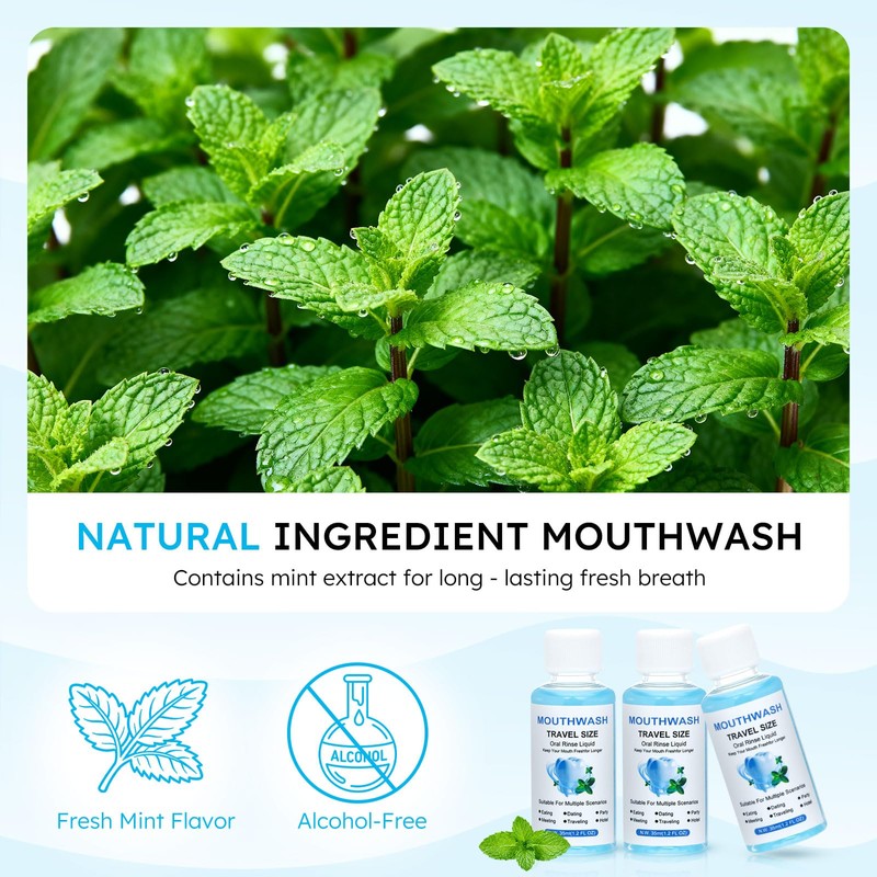 Travel Mouthwash Bulk, 1.2 Oz/35ml Mini Mouthwash Bulk, for Freshening