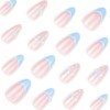 Medium Almond Press on Nails French Tip Fake Nails with