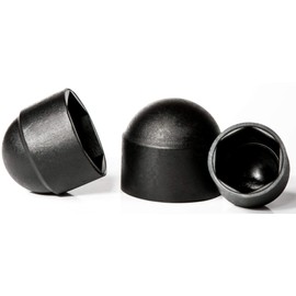 M8 (13mm Wrench) Black Plastic Nut and Bolt Protective Dome Cover Caps (Pack of 20)