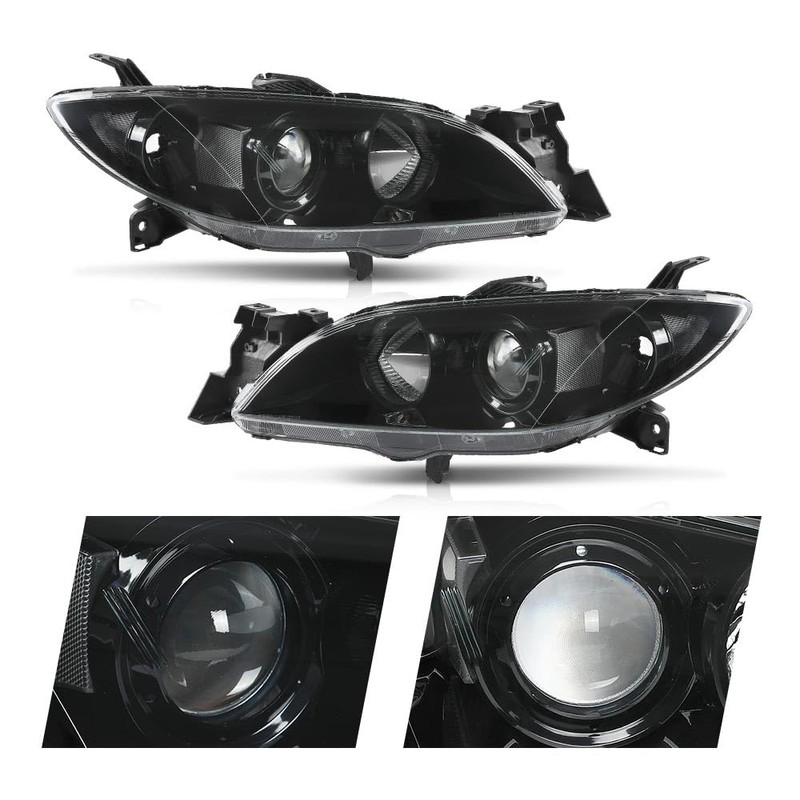 G-PLUS Projector Headlights Assembly Halogen Compatible with Mazda 3 4-Door