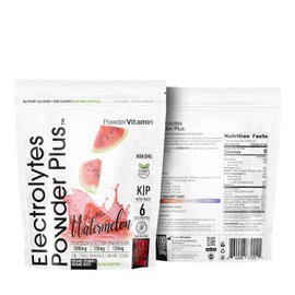PowderVitamin Electrolitos en polvo Plus (100 porciones) Polvo de electrolitos de sandía Keto sin calorías, 0 azúcar, sin maltodextrina