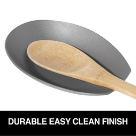 OGGI Spooner Stainless Steel Spoon Rest- Holds Kitchen Utensils for Mess Free Cooking, Great Spoon Rest for Kitchen Counter, Stove Top, or Coffee Station; Kitchen Accessories, Utensil Rest, Gray