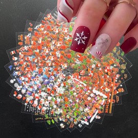 30sheet Christmas Nail Art Stickers Christmas Nail Stickers 3D Adhesive Christmas Nail Decals Snowflake Nail Art Designs Christmas Snowflake Nail Supplies for Women Nail Art Decorations