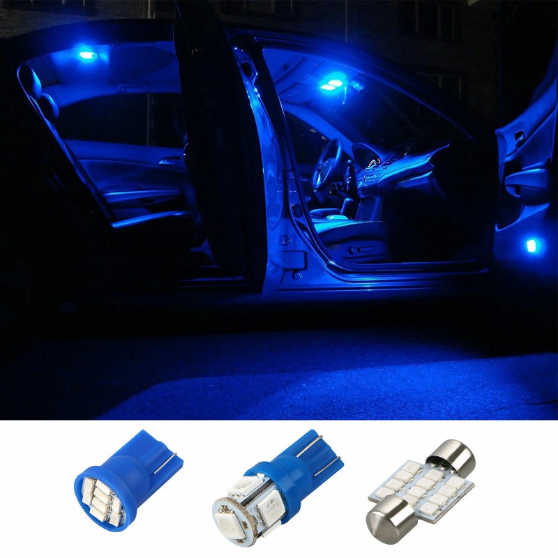 SHENKENUO 13Pcs Car Blue Light Interior LED Lights For Dome
