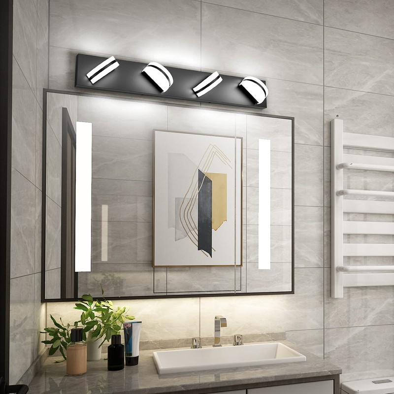 Aipsun 4 Lights Modern Black Vanity Light Up and Down
