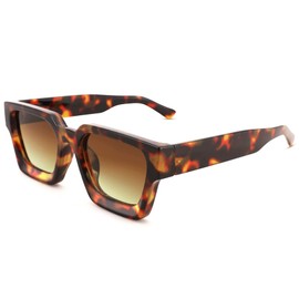 Hycredi Thick Rectangle Sunglasses Women Men Retro Square Chunky Shades 90s Glasses UV400 Protection -Tortoise/Brown