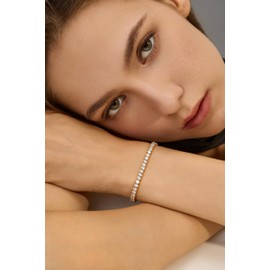 Pearich 14K Gold Filled Tennis Bracelets for Women-3mm CZ Classic Gold Bracelet for Women, Valentines, Mothers, Christmas Jewelry Gift for Women 6.15 Inch