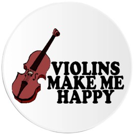 Kiwi Gifts Violins Make Me Happy - Circle Sticker Decal 3 Inch - Musician Orchestra