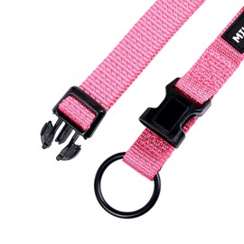 Mile High Life Dog Collar, Nylon Reflective Dog Collars w Pull D-Ring, Light Weight Puppy Collars, Hanger Dog Collars for Large Dogs(Pink, Medium)